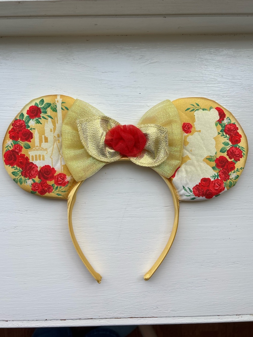 Disney Yellow Gold Rose Castle Minnie Ears Headband